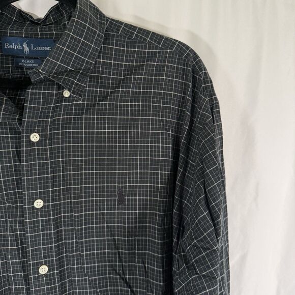 Ralph Lauren Blake Shirt Men's XL Black Plaid Collared Long Sleeve Button Down - Picture 4 of 10